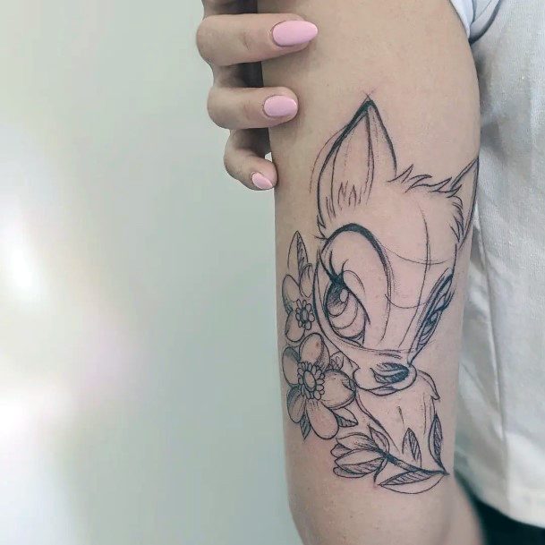 Minimal Bambi Tattoo For Women