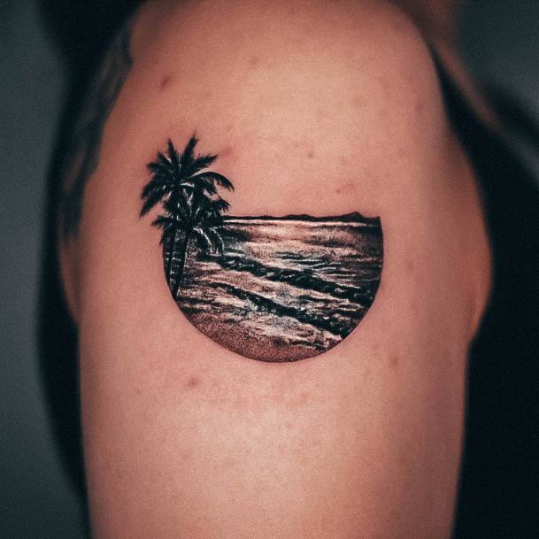 Minimal Beach Tattoo For Women