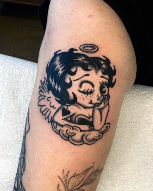 Minimal Betty Bop Tattoo For Women