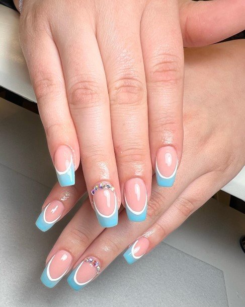 Minimal Blue French Tip Nail For Women