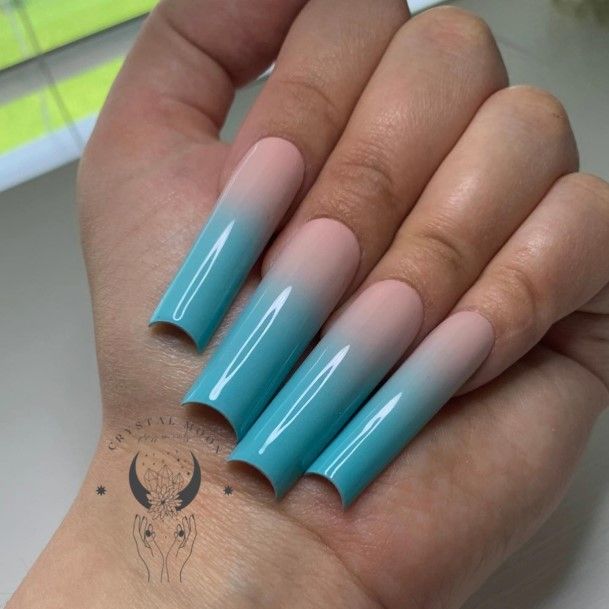 Minimal Blue Ombre Nail For Women