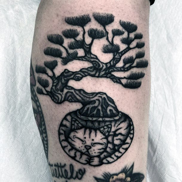 Minimal Bonsai Tattoo For Women