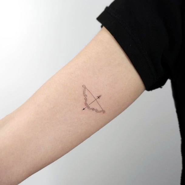 Minimal Bow And Arrow Tattoo For Women