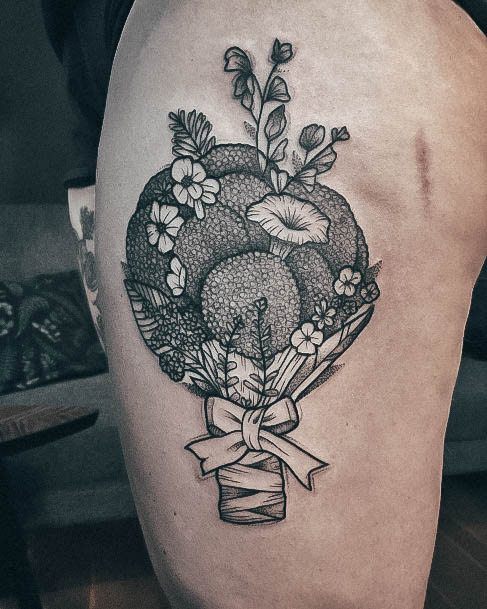 Minimal Broccoli Tattoo For Women