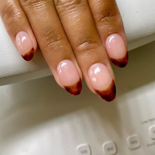 Minimal Brown French Tip Nail For Women