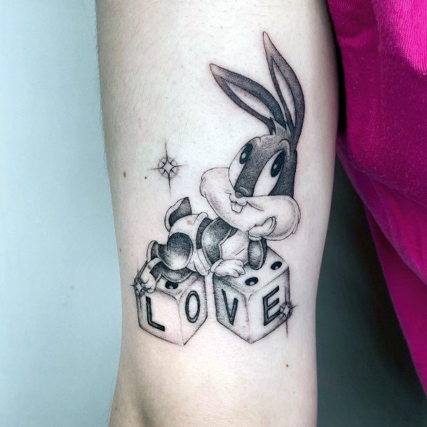 Minimal Bugs Bunny Tattoo For Women