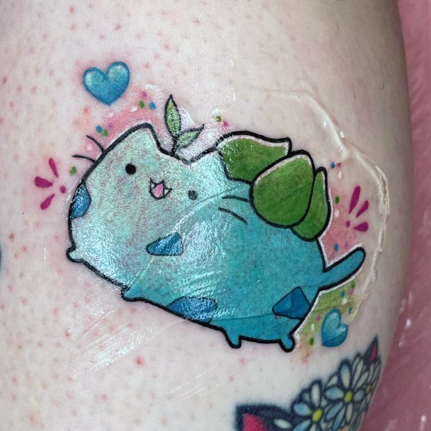 Minimal Bulbasaur Tattoo For Women