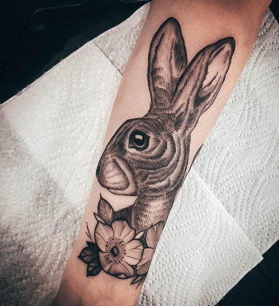 Minimal Bunny Rabbit Tattoo For Women