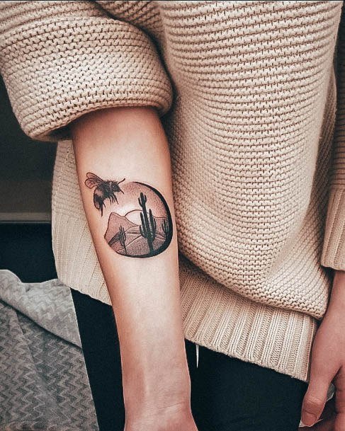 Minimal Cactus Tattoo For Women