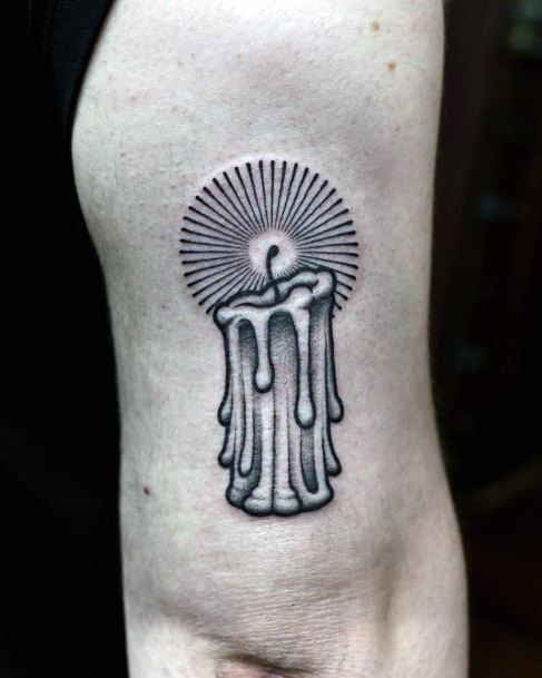 Minimal Candle Tattoo For Women