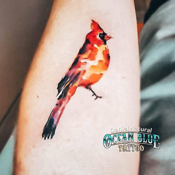 Minimal Cardinal Tattoo For Women