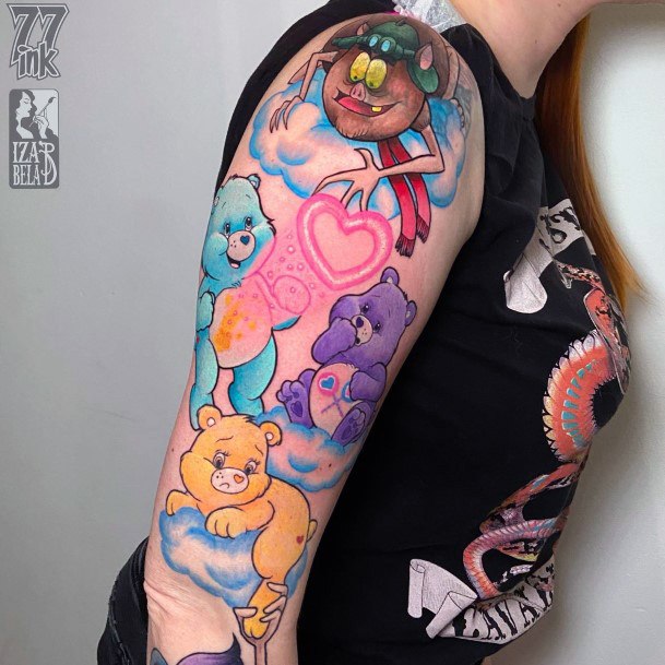 Minimal Carebears Tattoo For Women