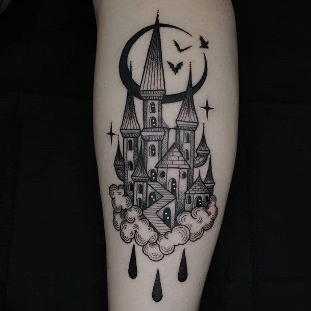 Minimal Castle Tattoo For Women