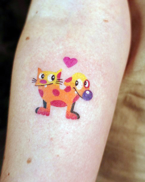 Minimal Catdog Tattoo For Women