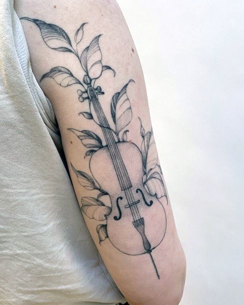 Minimal Cello Tattoo For Women