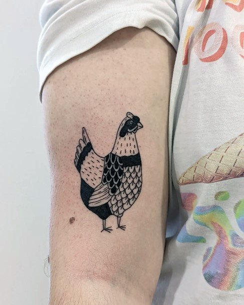 Minimal Chicken Tattoo For Women