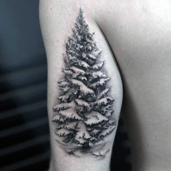 Minimal Christmas Tree Tattoo For Women