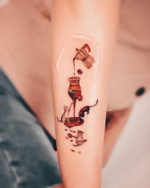 Minimal Coffee Tattoo For Women