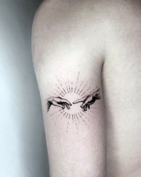 Minimal Creation Of Adam Tattoo For Women