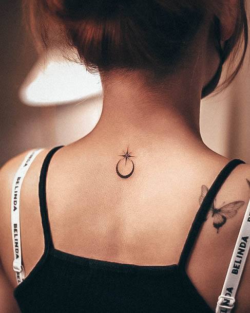 moon tattoo neck