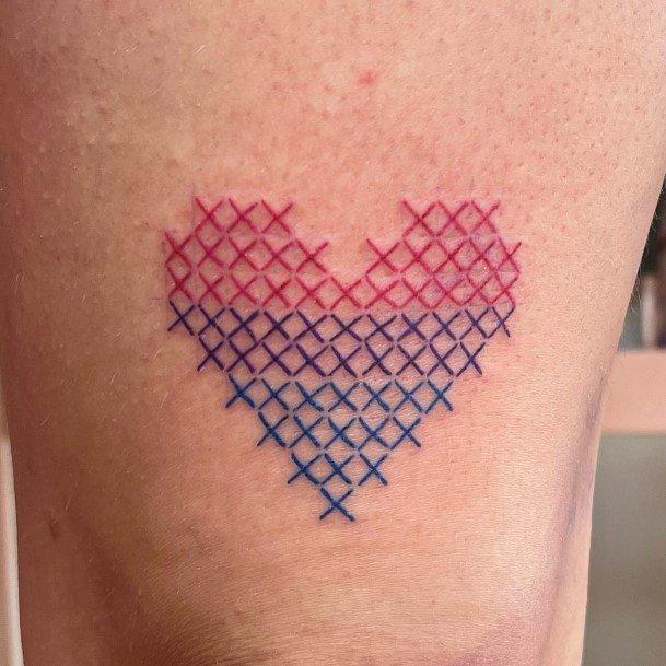 Minimal Cross Stitch Tattoo For Women