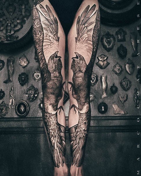 Minimal Crow Tattoo For Women
