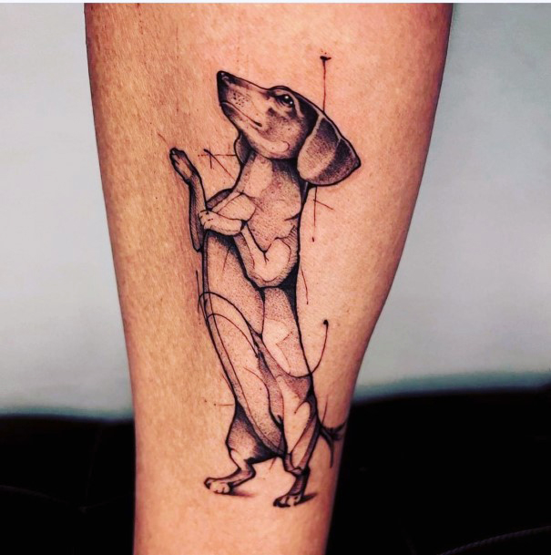 Minimal Dachshund Tattoo For Women