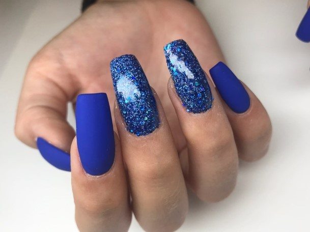 Minimal Dark Blue Matte Nail For Women