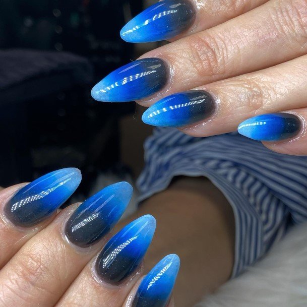 Minimal Dark Blue Ombre Nail For Women