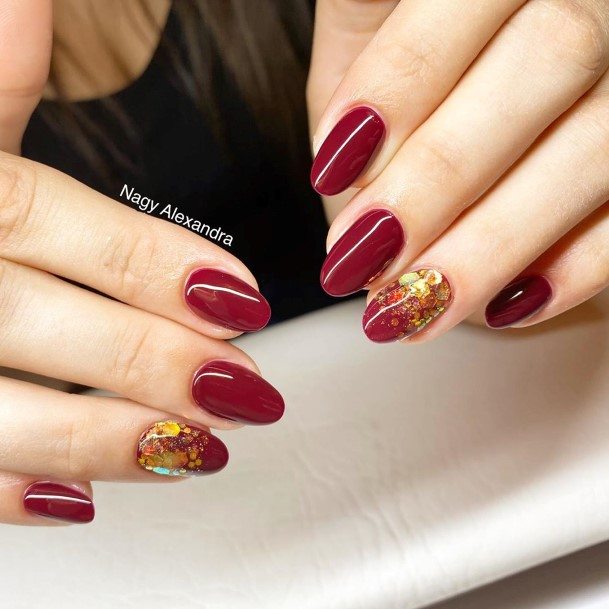 Minimal Dark Red Nail For Women