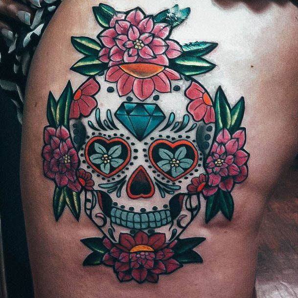 Minimal Day Of The Dead Tattoo For Women