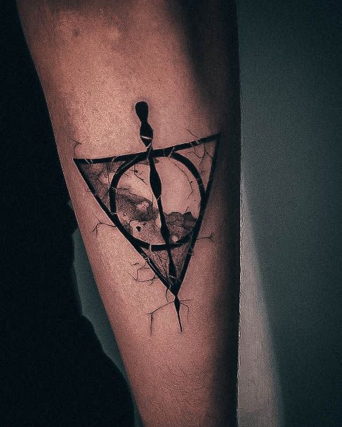 Minimal Deathly Hallows Tattoo For Women