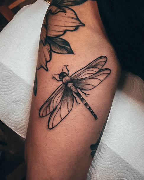 Minimal Dragonfly Tattoo For Women