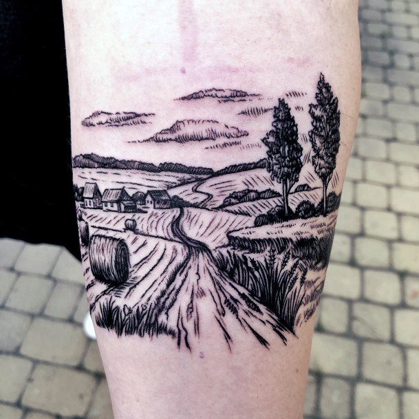 Minimal Farm Tattoo For Women