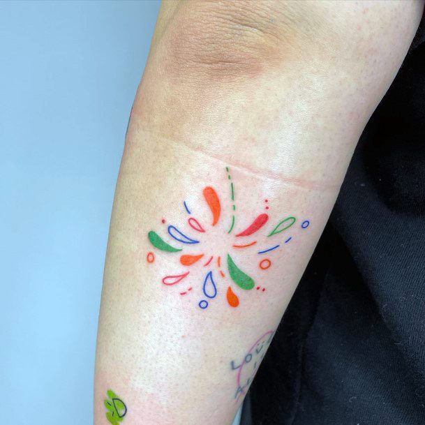 Minimal Fireworks Tattoo For Women