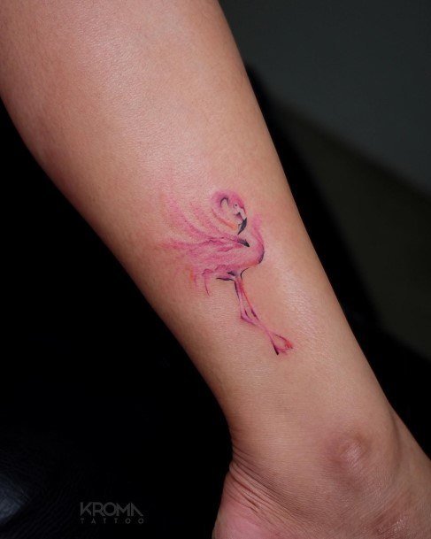 Minimal Flamingo Tattoo For Women