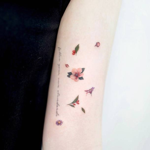 Minimal Flower Petal Tattoo For Women