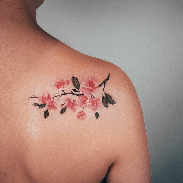 Minimal Flower Shoulder Tattoo For Women