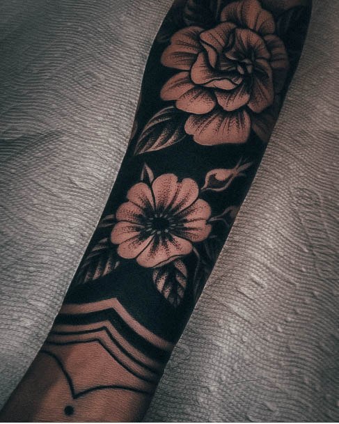 Minimal Flower Sleeve Tattoo For Women