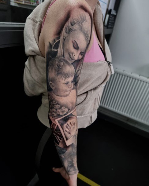 Minimal Full Sleeve Tattoo For Women