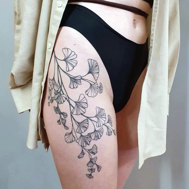 Minimal Ginkgo Tattoo For Women