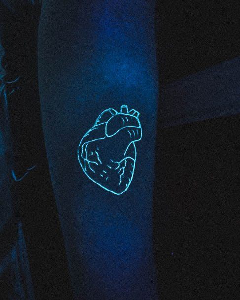 Minimal Glow In The Dark Tattoo For Women Heart Outline