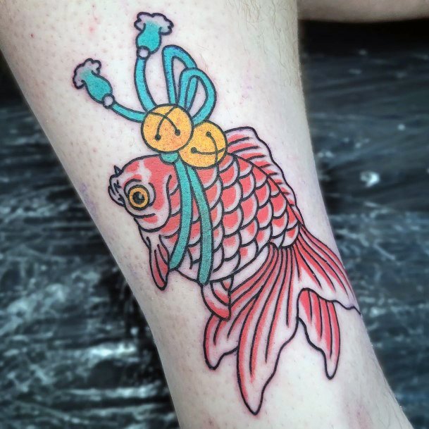 Minimal Goldfish Tattoo For Women