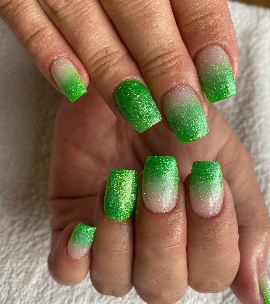 Minimal Green Ombre Nail For Women