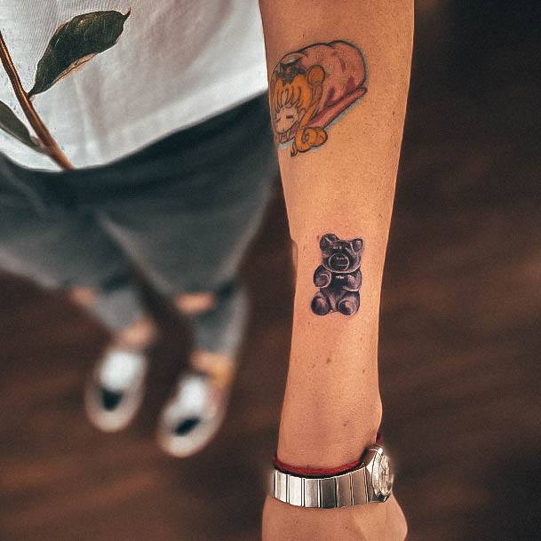 Minimal Gummy Bear Tattoo For Women