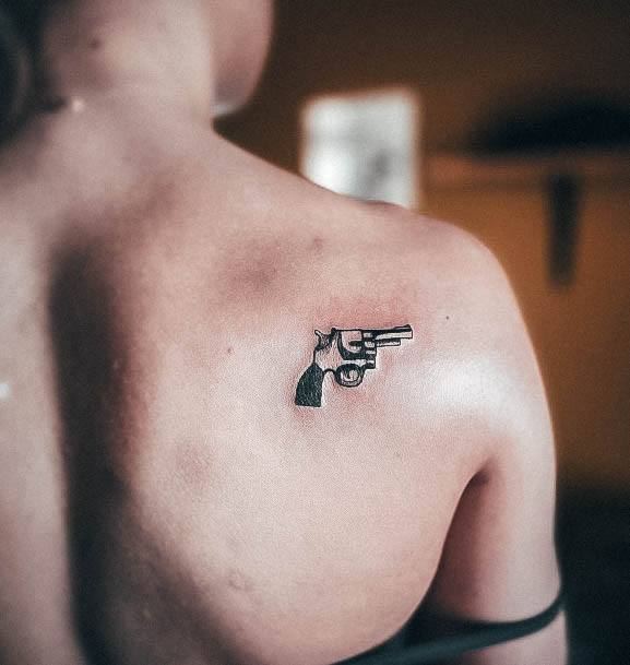 Minimal Gun Tattoo For Women