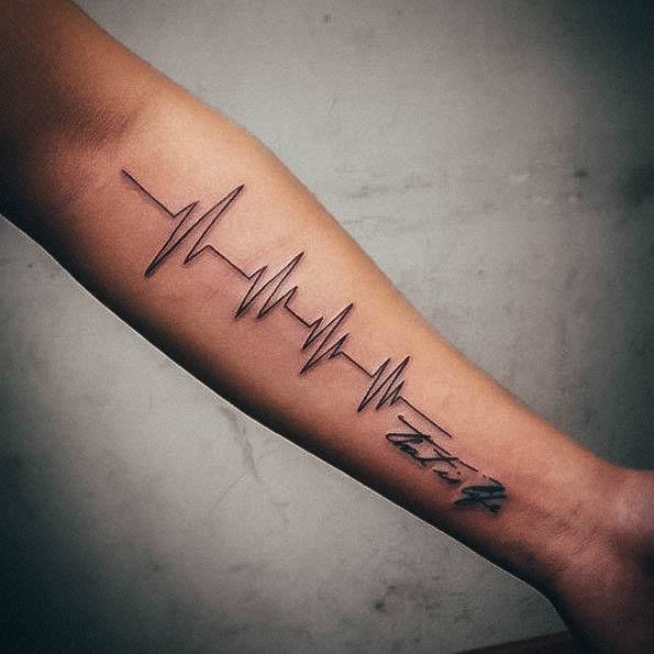 Minimal Heartbeat Tattoo For Women