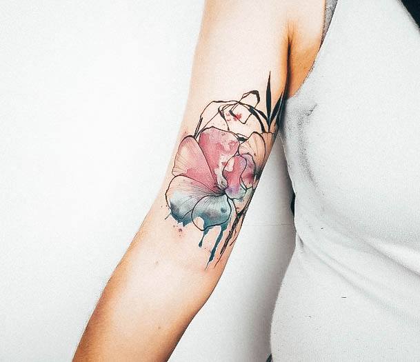 Minimal Hibiscus Tattoo For Women