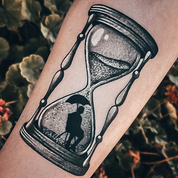 Minimal Hourglass Tattoo For Women Dotwork