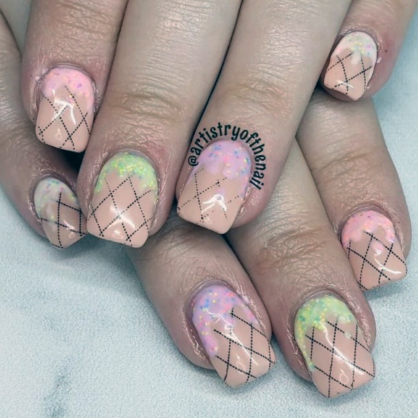 Minimal Ice Cream Nail For Women